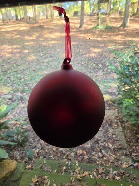 Frontgate Christmas Ornament 2 Matte Burgundy Glass Baubles Crimson Red Flaw